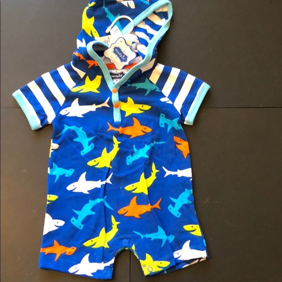 Mud Pie Shark Tank Shark Hooded One Piece - Picture 1 of 9